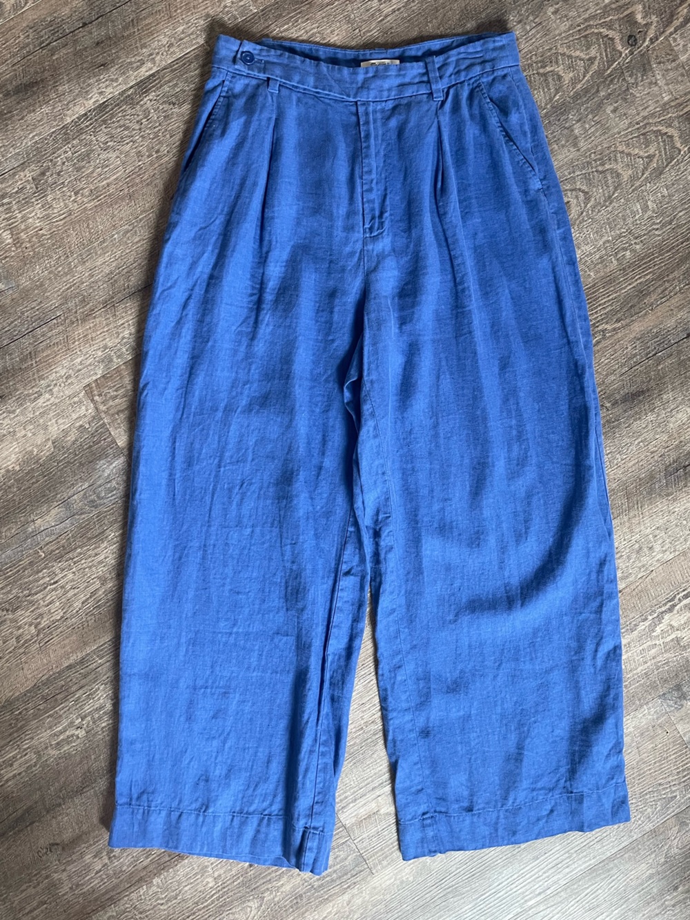 Madewell Harlow 100% linen wide leg pants royal blue - Picture 9 of 11